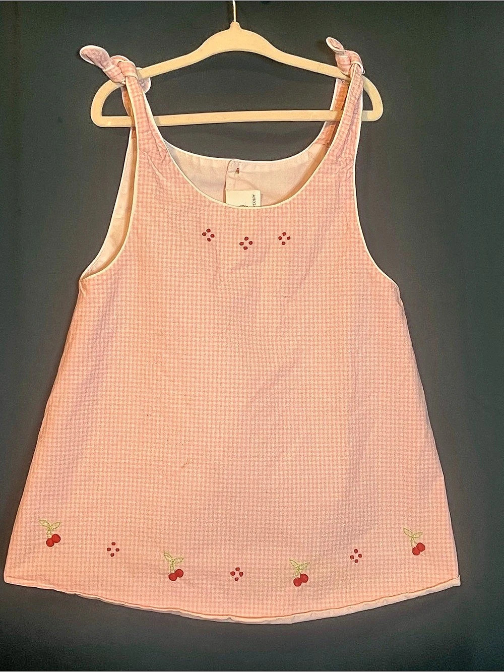 The Proper Peony Cordelia Cherry Dress Gingham Mini Dress Pink & White